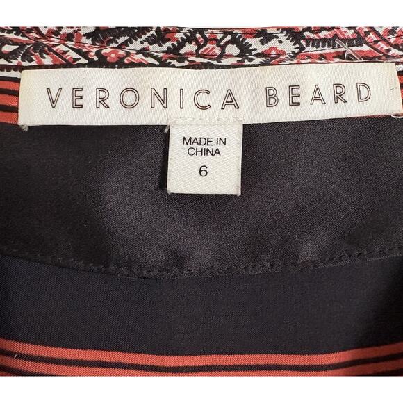 Veronica Beard Ivy Flounce Silk Wrap Style Dress 6 Red Black Party Boho Indie - Picture 3 of 16